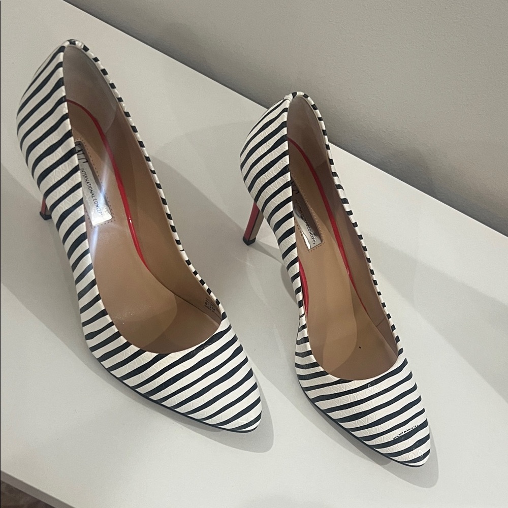 INC International Concepts Black and White Striped Heels